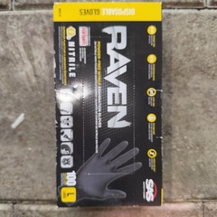 SAS Raven Black Nitrile Gloves Powder Free New 7mil Version (100 Gloves/Box)
