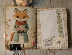 Junk Journal Handmade Booklet Book Vintage “Forest Animals” Pockets, Ephemera