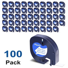 100PK Dymo Letratag Refill 91331 White Plastic 12mm Label Tape 1/2″ LT-100H
