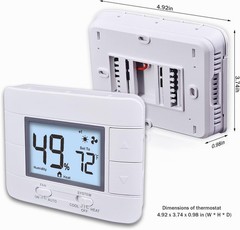 Non Programmable Thermostat for Home 2 Heat 2 Cool Multistage System, White