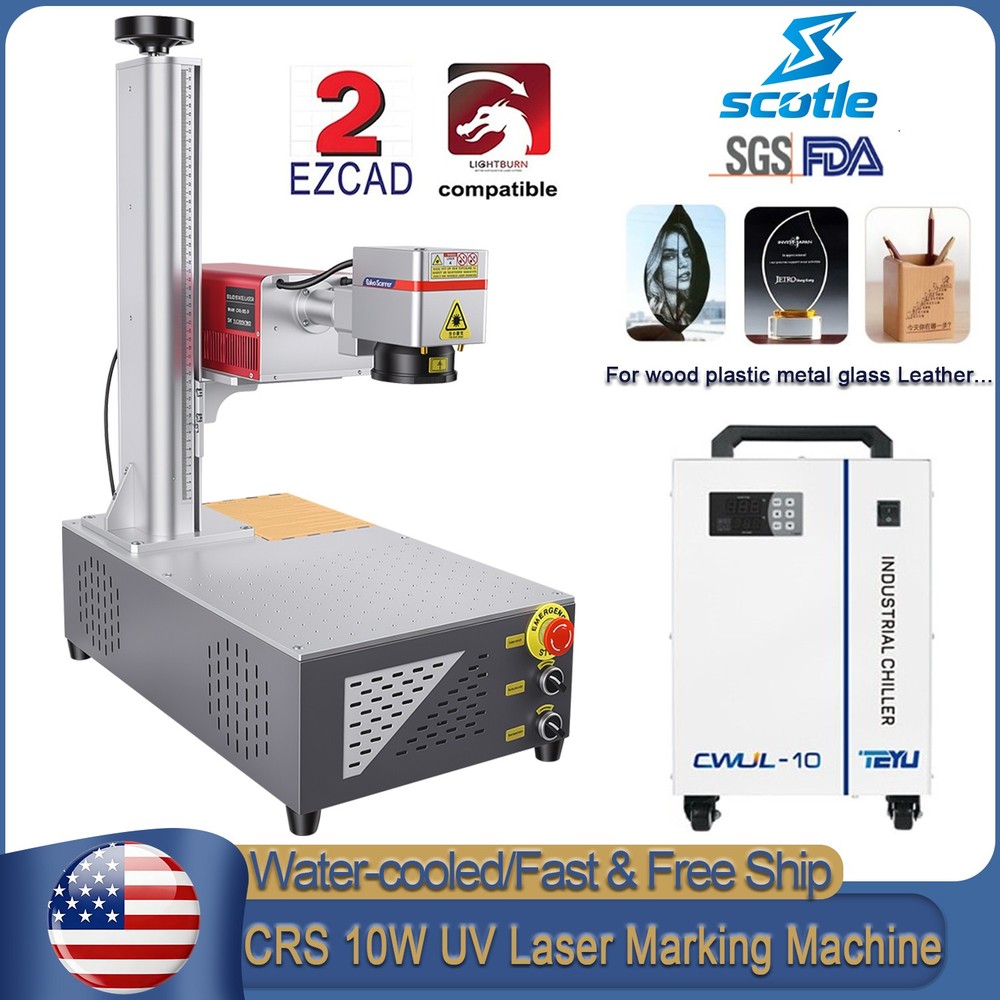 US 10W UV Laser Marking Machine Engraver S&A Chiller For Glass Wood Metal PVC