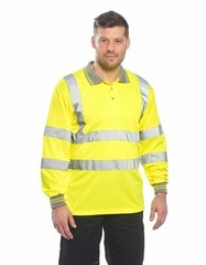Portwest S277 Hi Vis Reflective Long Sleeved Safety Work Polo Shirt ANSI