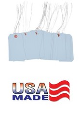 100 pcs of 4 3/4″ x 2 3/8″ Baby Light Blue Cardstock Hang Tags with Wire Size 5