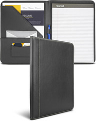 Contrast Stitch Faux-Leather Padfolio, Business Portfolio for Men and Women, Res