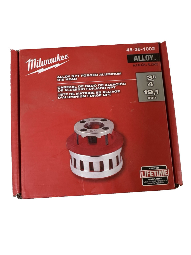 MILWAUKEE 48-36-1002 3/4″ Alloy NPT Forged Aluminum Die Head