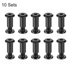 10 Sets Screw Post Male M6 x 10mm Belt Buckle Binding Bolts Carbon Steel Black