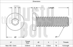 M3 x 5mm, Torx Socket Head Screws, Ultra Low Profile, Thin, Stainless Steel