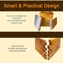 3 Layers Beehive Complete Box Kit Langstroth Beekeeping 2 Deep and 1 Medium