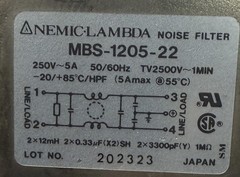 Nemic-Lambda MBS-1205-22 Noise Filter 250V 50/60Hz 5A 202323