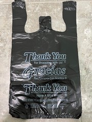HDPE Black Thank You T-Shirt Bags Bag 1/8 Plastic Shopping Bags 10″ x 5″ x 18″