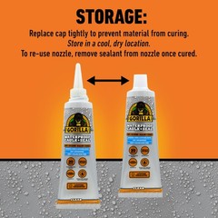 Gorilla 100% Silicone Caulk, Waterproof Sealant, 2.8oz 1 – Pack, Clear