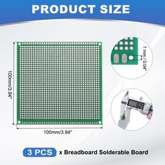 3Pcs Breadboard Solderable Board 100mm x 100mm Green Circuit PCB Board