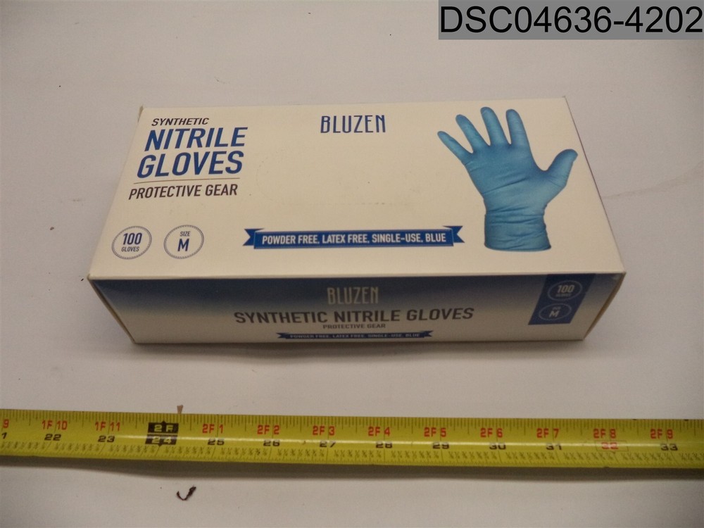 Qty=1,000 (10 Boxes Of 100): Bluzen Synthetic Nitrile Gloves, Size M