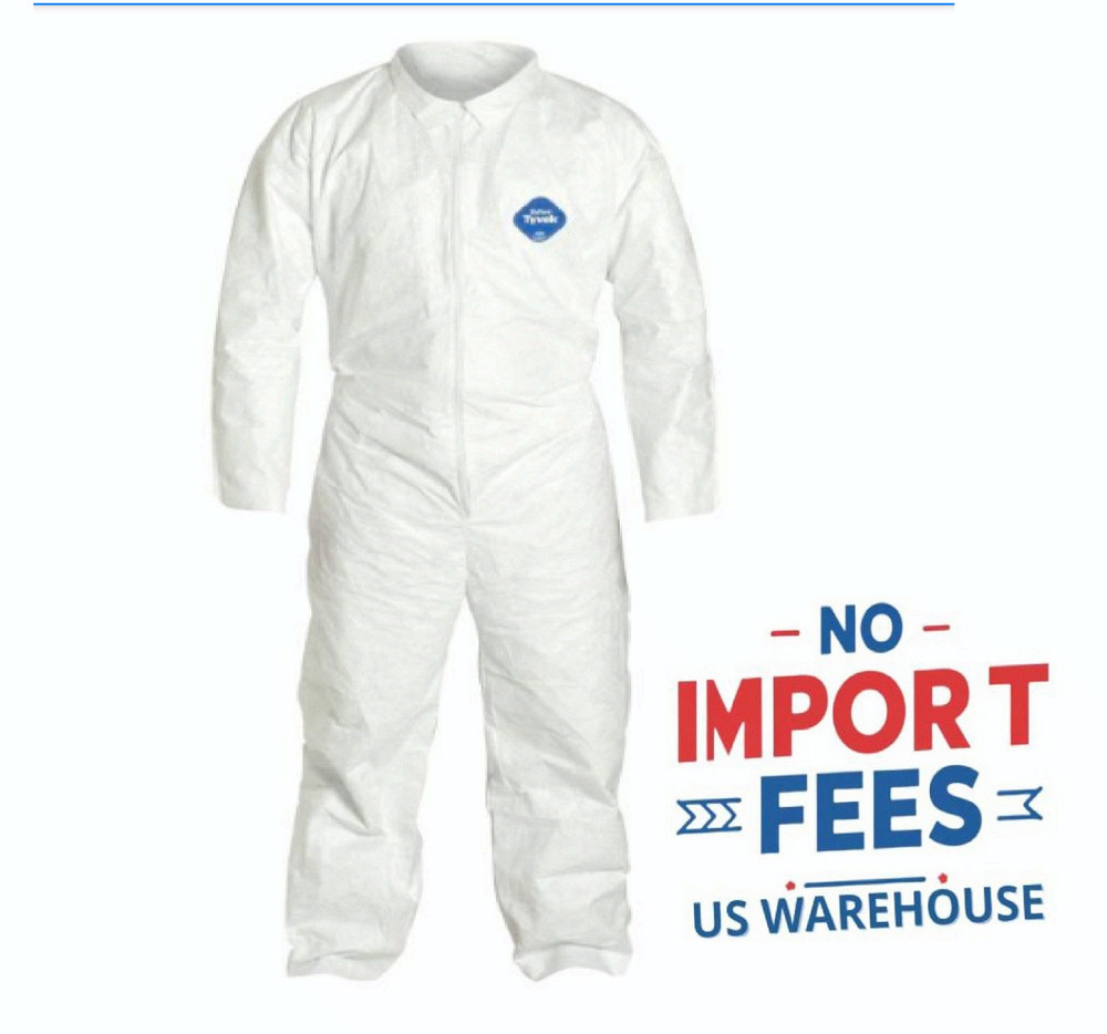 Dupont TY120S-2XL Tyvek 400 Coverall Plain Suit Zipper Front Case/25 Ea