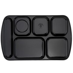 Get G.E.T. 6 Compartment School Cafeteria Tray Right Handed 10 X 15 Black 4