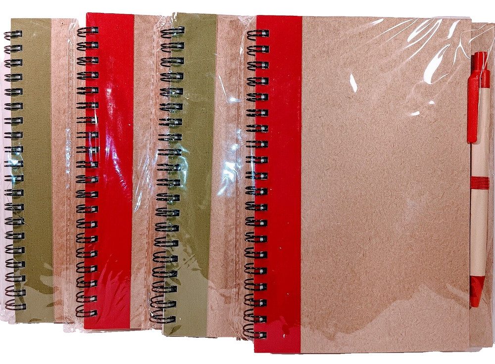 10 Pack Hardcover EcoSmart 70-Page Spiral Notebooks with Pens 5×7 Unruled Multi