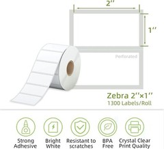 2″ x 1″ Direct Thermal Perforated Labels Adhesive Sticker fit for Rollo&Zebra