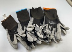 12 PAIRS CONDOR COATED BLACK/GREY WORK GLOVE 100% NYLON SHELL PU PALM (XXS-3XL)