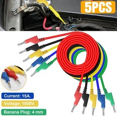 5Pcs Stackable Banana to Banana Plug Test Lead Soft Wire Cable for Multimeter