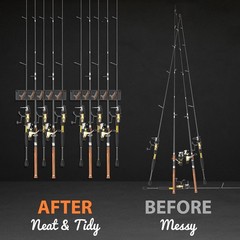 Fishing Rod Holder Wall Mount, Vertical Rack for 10 Rods, 2 Pack