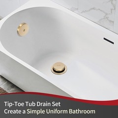 Brushed Gold Tip Toe Tub Drain Trim Kit with One Hole Overflow