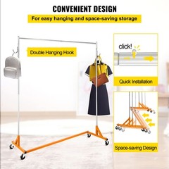 VEVOR Z-Truck Clothing Rack Rolling Garment Z Rack Lockable Casters Heavy-duty