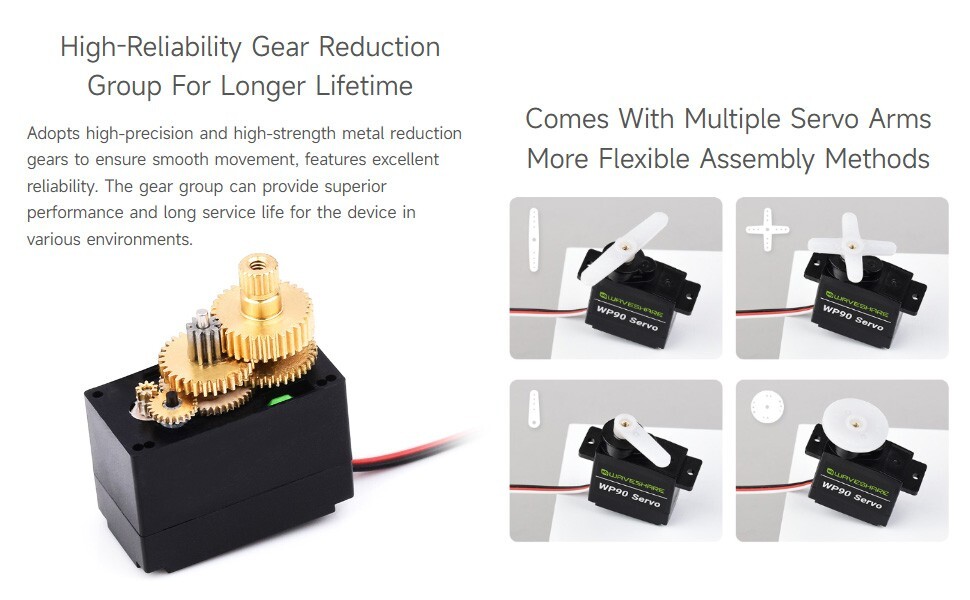 Waveshare 180° Copper Gear Digital Servo 2.3kg.Cm Large Torque Compact Size