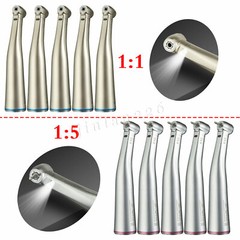 1-5PCS Dental 1:1 /1:5 LED Fiber Optic Contra Angle Handpiece Fit Electric Motor