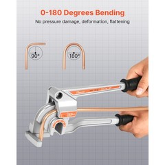 Uimoso 3-in-1 Lever Pipe Tube Bender for 1/4″, 3/8″, 1/2″ O.D., 0-180° Angles