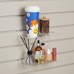 PercyEffie 16 Pack Slatwall Shelves 4 x 10 inch/ 10.2 x 25.4 cm, Clear