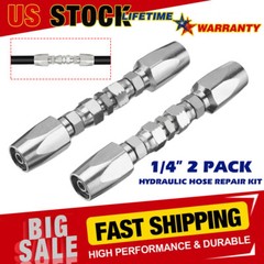 2 Hydraulic Hose Repair Kits – 1/4 ID 2-Wire Hose Reusable Field Repair Fitting