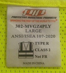 PIP Hi-Visibility Work Vest Size L Full Zip Front Pockets Inside Outside Yellow