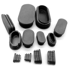 Oval Plastic Blanking End Cap Caps Tube Pipe Inserts Plug Bung Steel Leg Black