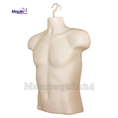 Set of Black & Flesh Male Mannequin Form with Stands Men Torso Body Form