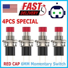 4 Pack SPST Normally Open Momentary Push Button Switch Red