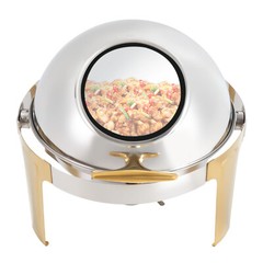 6.3qt Stainless Steel Roll Top Chafing Dish Buffet Set Electric Heating Plate ﻿