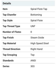 OSG 10-32 Bottoming Tap Spiral Flute GH3-B 3FX B S/O 0136901 ONE TAP