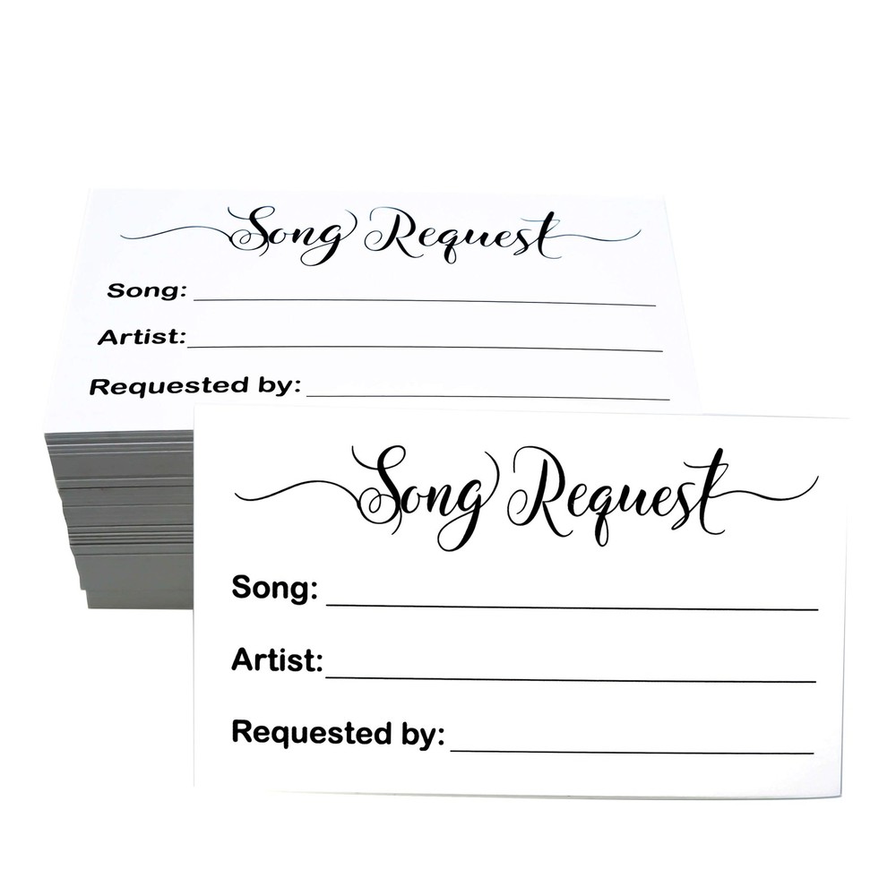 100 Song Request Cards Play Song at Wedding Reception Prom Dance Party Band D…