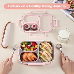 Vacaid 25Oz 18/8 Stainless Steel Lunch Kit Bento Fork/Spoon – 3 Leakproof