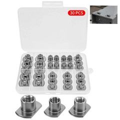 30Pcs Weld Nuts Set,T-Shaped Weld Nuts Kit,3/8 in,5/16 in,1/4 in Tab Base UNC Ca