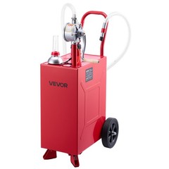 VEVOR 15 Gal Fuel Gas Caddy Portable Storage Tank with Manual Pump Wheels Red