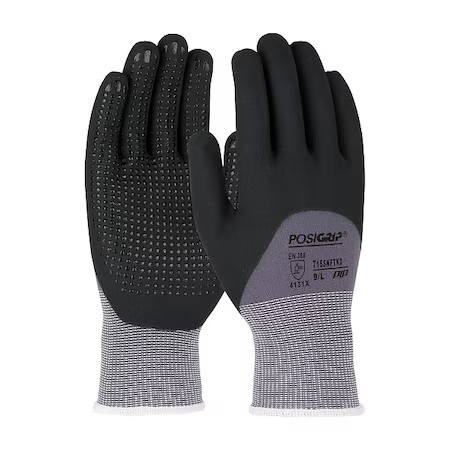 Posigrip 715Snftkd/L Knit Gloves, Dotted Palm And Fingers, Knit, L, 12 Pk