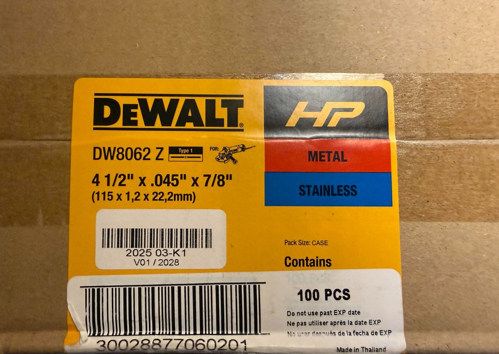 DEWALT DW8062 4 1/2″ X .045″ X 7/8″ Thin Cut Off Wheels (100 Pack)