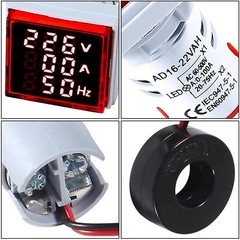 3 in 1 60-500V 0-100A AC Digital Ammeter Voltmeter LED Digital Tube Screen Red