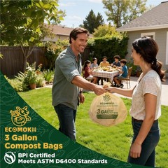 Ecomokii Compostable Trash Bags 3 Gallon 120 Count Extra Thick 0.8 Mil Small