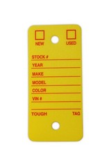 Car Dealer Key Tags, Tough Poly Rigidene Style, 500 Survivor Style Yellow Tags