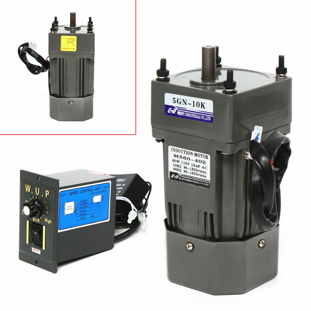 110V 60W AC Gear Motor Electric Variable Speed Controller Single-phase 1:10（10k）