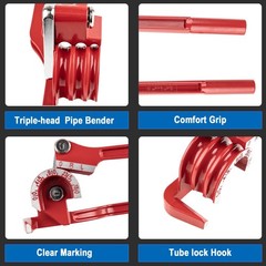 3″ 1 Tubing Bender 0-180 Degrees Manual Pipe Bender Tool For 1/4 5/16 3/8″ Red