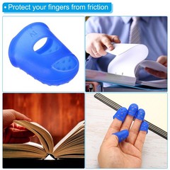 15 x Rubber Finger Tips Silicone Thumb Fingertip Covers Thimble Blue XL Size