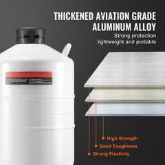 20L Aluminum LN2 Tank with 6 Canisters, Vacuum Insulated